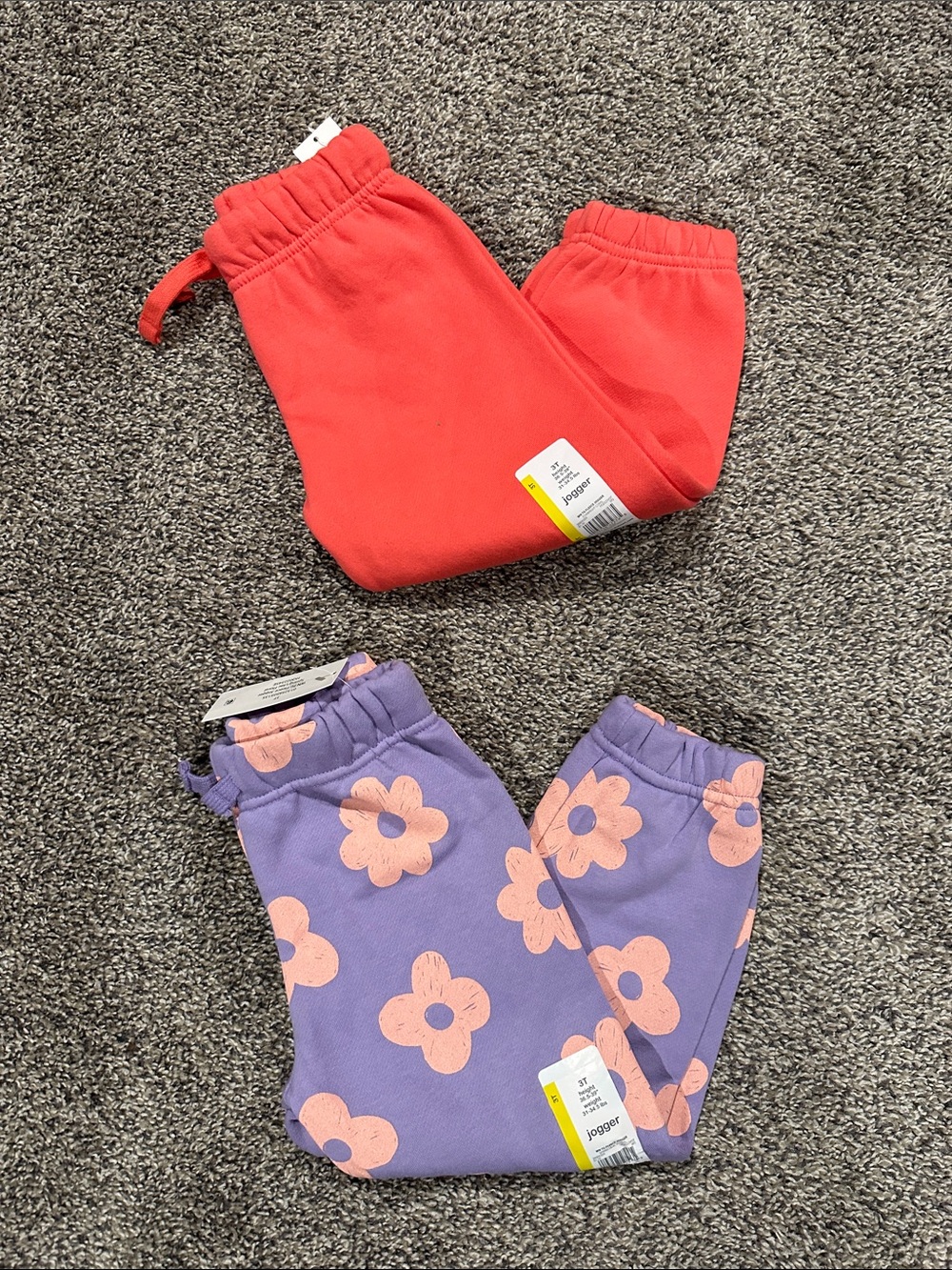 wonder nation Girls Jogger Set - Coral Red & Lavender with Pink Floral